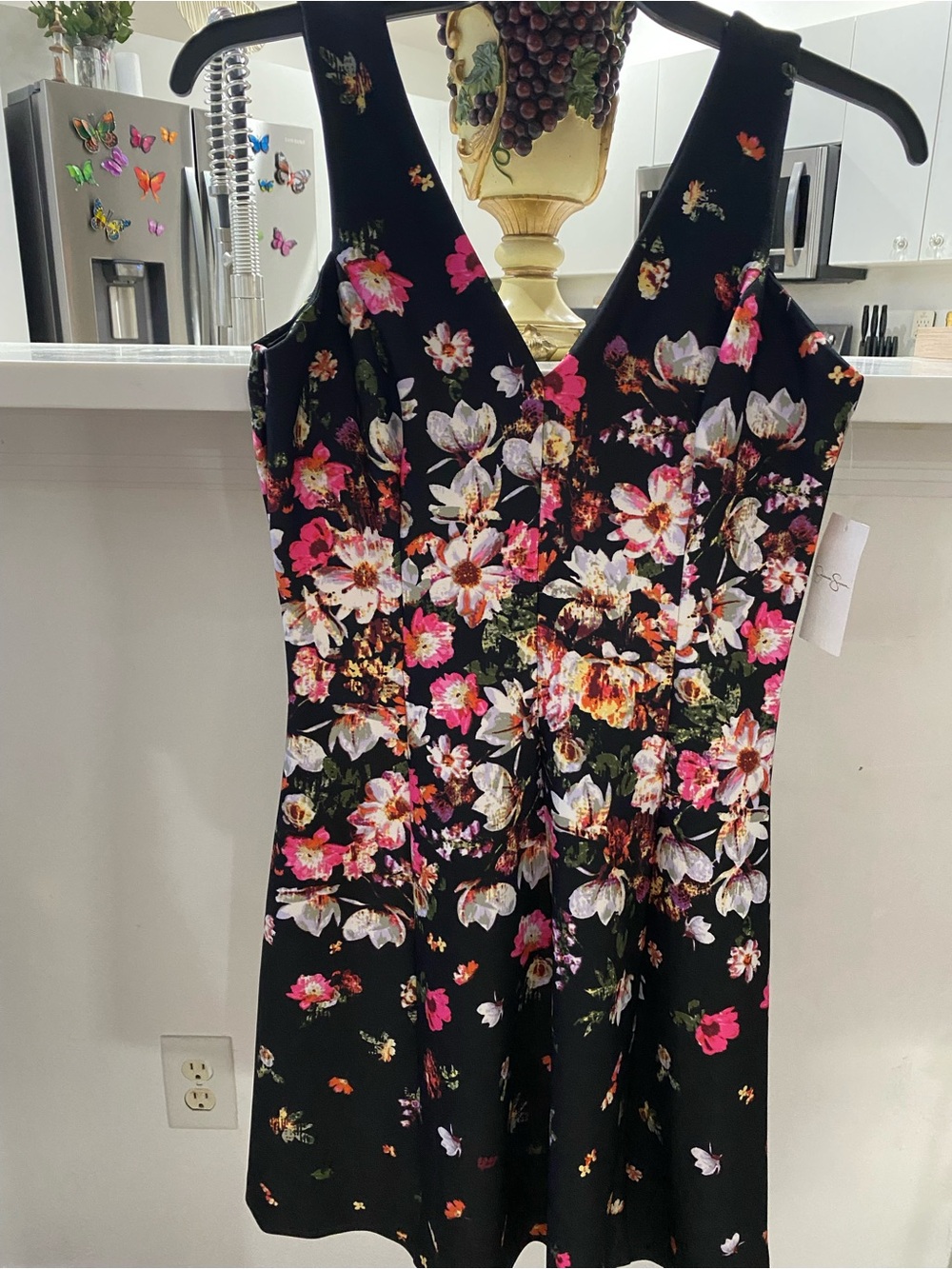 Jessica Simpson Black Dress with Pink & White Floral Accents